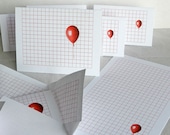 Red Balloon Stationary Set - Printable Birthday Cards, Note Cards, Gift Tags, Name Cards and Matching Envelopes