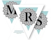 INSTANT DOWNLOAD digital printable pdf - Mr & Mrs Wedding Banner - Black, White, Blue, Photo Prop Decoration