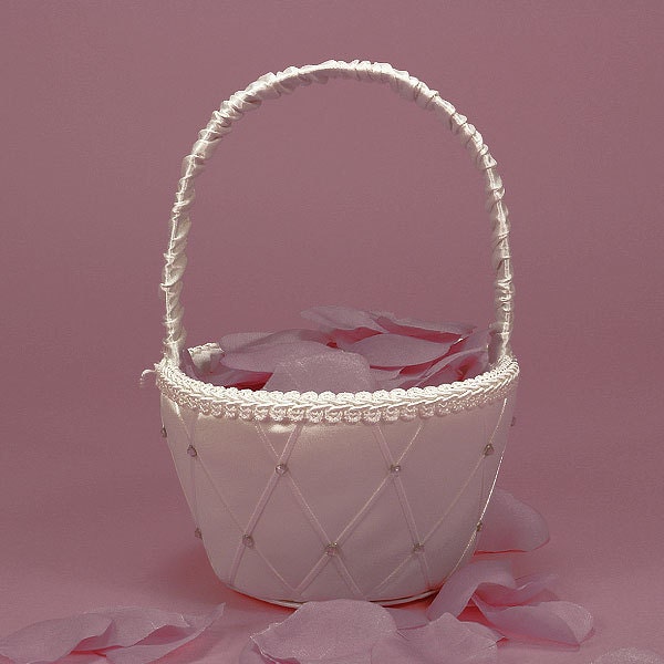 White Satin Flower Baskets