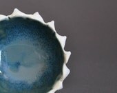 Storm Baby Scallop Textured Bowl - Blue Green White Ceramic Beach Decor Bowl Sea Shell