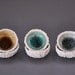 Pair of Tiny Geode Bowls - White Ceramic Porcelain Salt and Pepper Spice