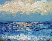 Day at the Beach III  6" x 6"  Original Knife Painting on Gessobord by Torrie Smiley