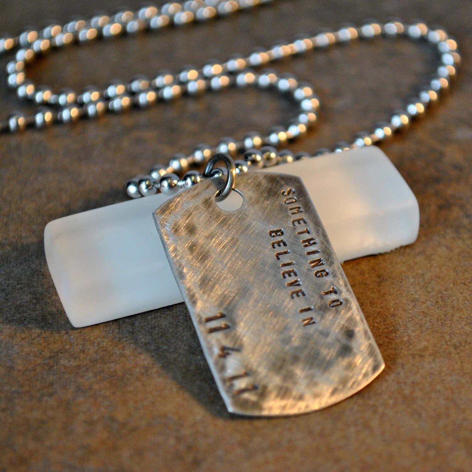 hunter necklace, distressed finish - men's dog tag necklace