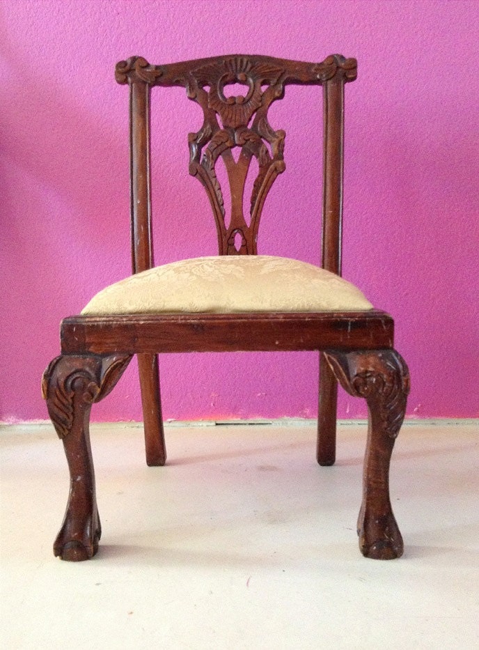 Carved Mahogany Chippendale Style Child's Side Chair