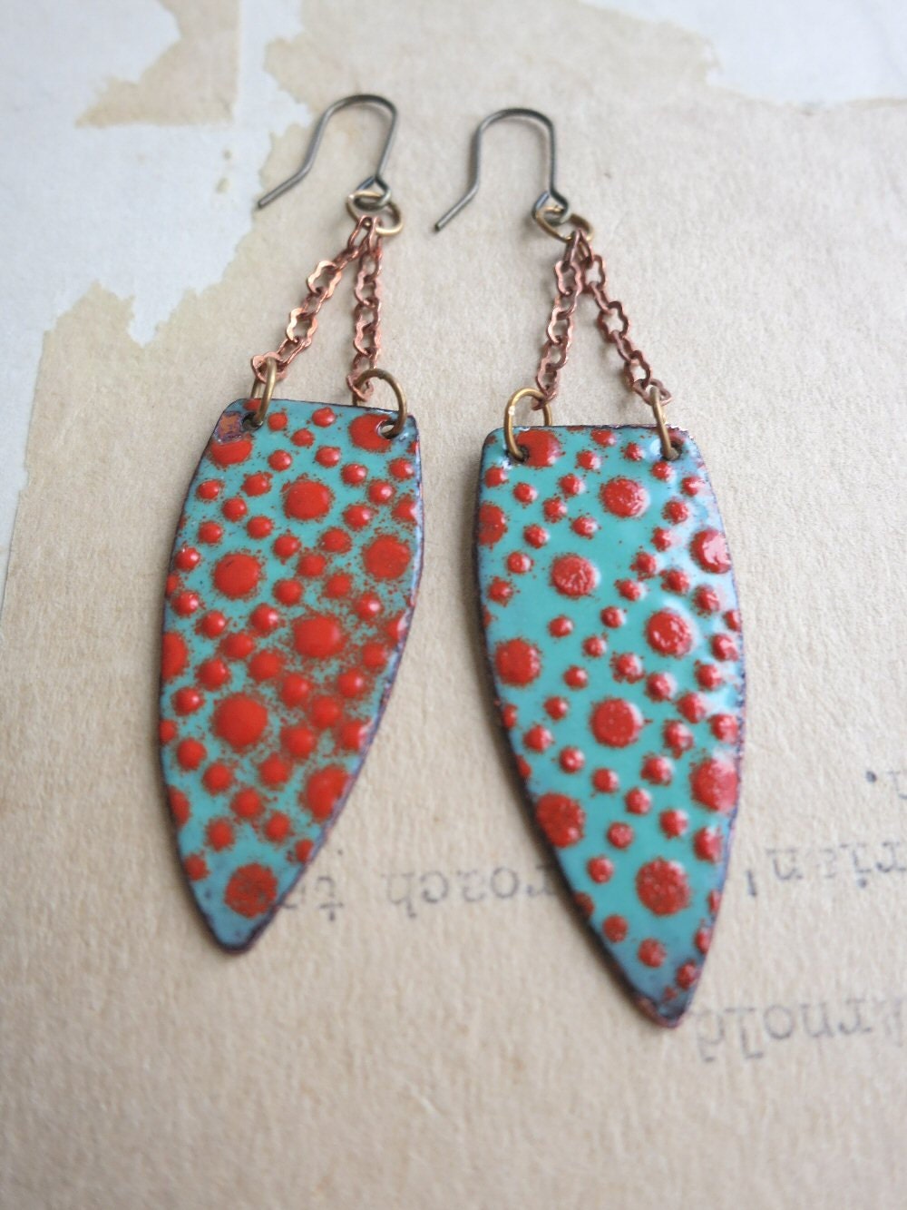 Red and Aqua Circles Earrings