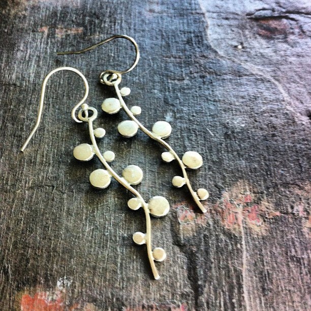 Bubble Vine Sterling Silver Earrings -  Mimosa - short