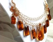 Solid 14k gold and amber Brisingamen