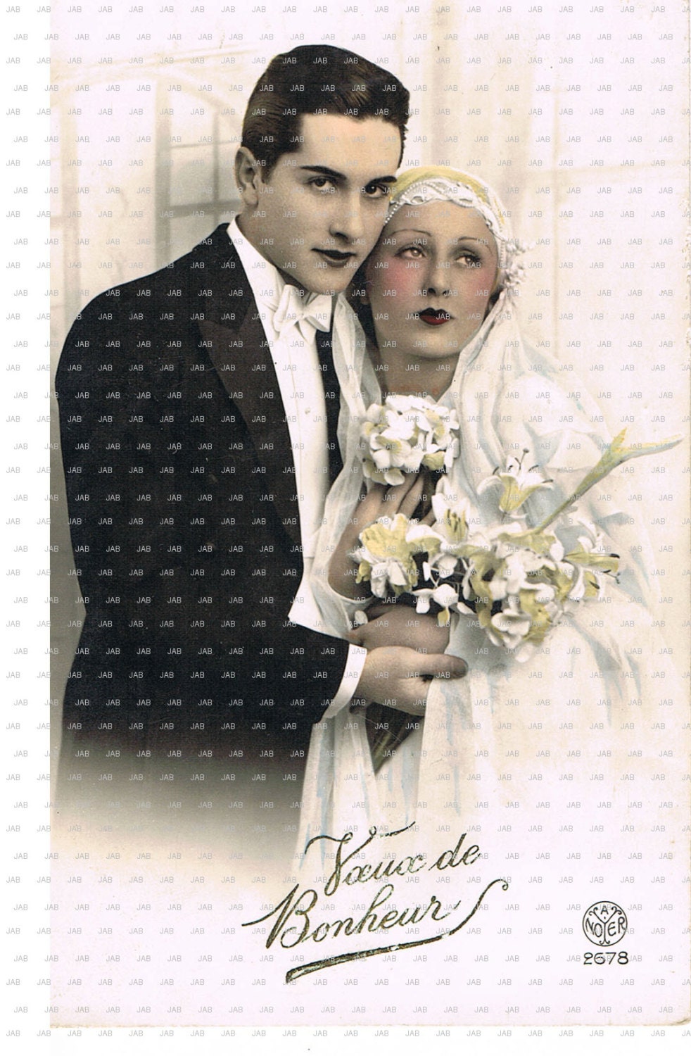Wedding gift.Bride.Groom.Antique French Postcard.Paris, France,Note, Love Letter,Vintage,Romance,Craft,home decor.mom,dad,couple.flowers.