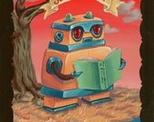 Original Robot Art - Scholarly Robot - Mr. Hooper Painting