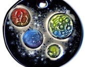 Four Planets Ceramic Necklace in Black and Gray