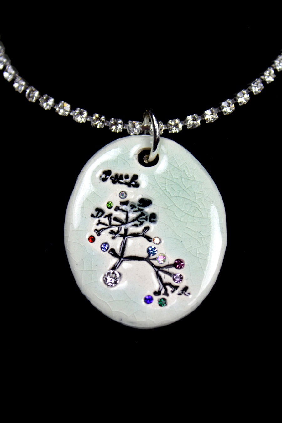 Darwin Tree Sparkle Surly Necklace with Swarovski Crystals
