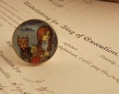 Resin Ring with Dorothy and Toto from Oz Adjustable in Silver plate