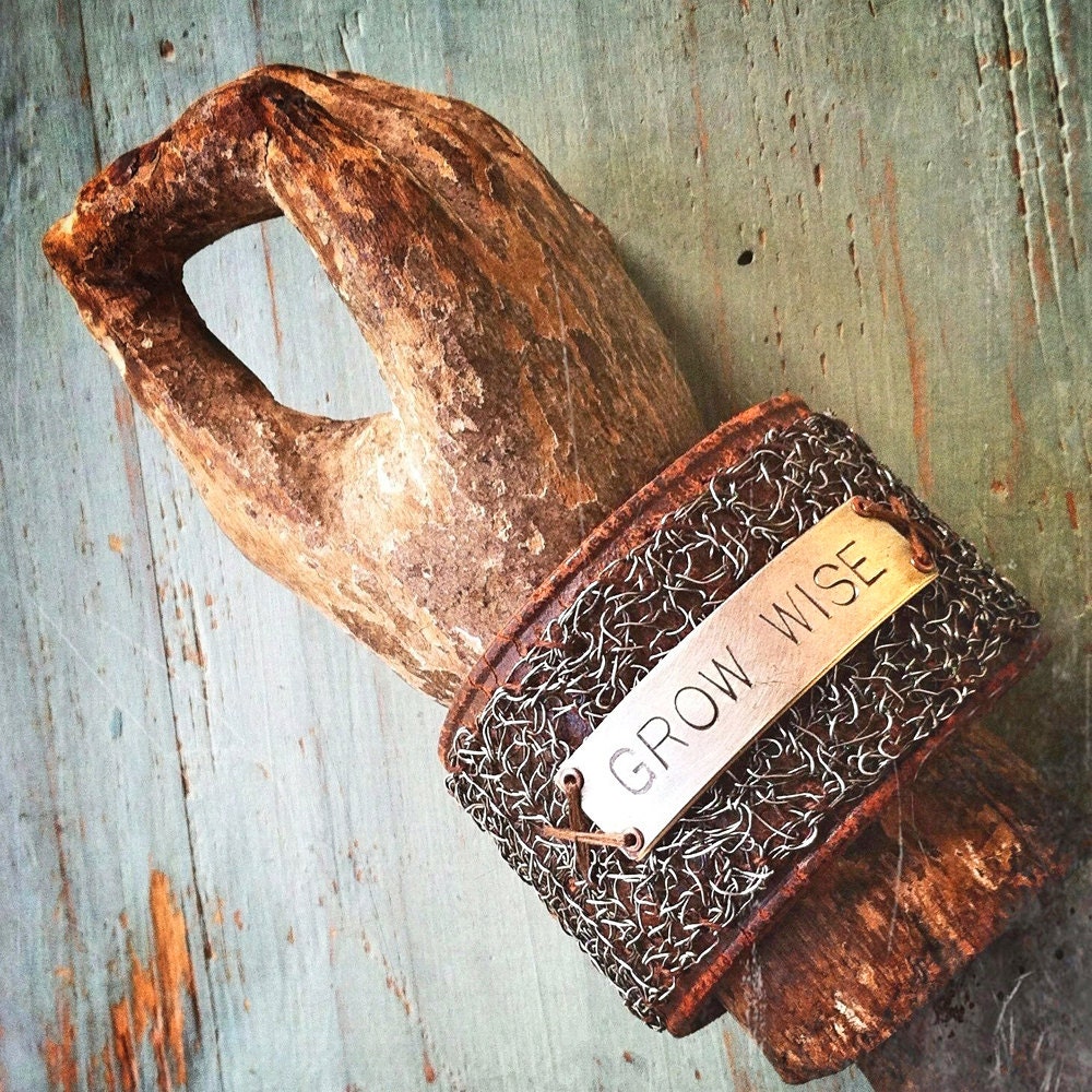 grow wise cuff upcycled vintage leather cuff
