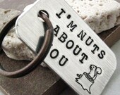 I'm Nuts About You Key Chain with silver peanut charm and silver split ring, makes a great gift for him or her, valentines day
