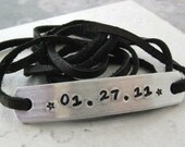 Custom Date Wrap Bracelet, choose leather and ink color, text, symbols, and font, see charts for choices, makes a great gift