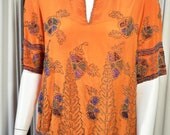 Flapper 1920s Beaded Art Deco "Adair" Silk Blouse Coral with Green, Colbalt Blue and Iridescent Beads Museum Quality