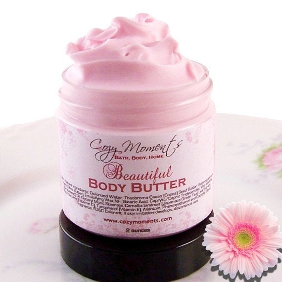 Sugary Pink Kisses scented Beautiful Body Butter, Paraben Free - with Shea Butter, Cocoa Butter, and Japanese Green Tea (2 oz)