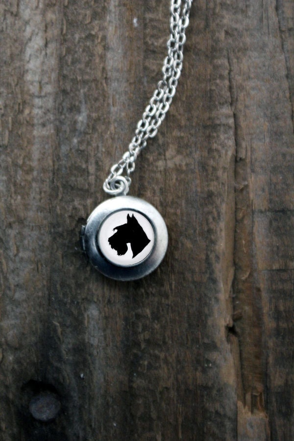 Mini Dog Silhouette Necklace - Small Tiny Silver or Gold Cameo Locket - Customized Dog Breed Necklace  - Gift for Pet Lover, Dog Owner