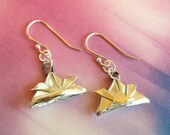 Silver Origami Samurai Helmet Earrings