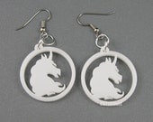 White Unicorn Silhouette Hoop laser cut earrings