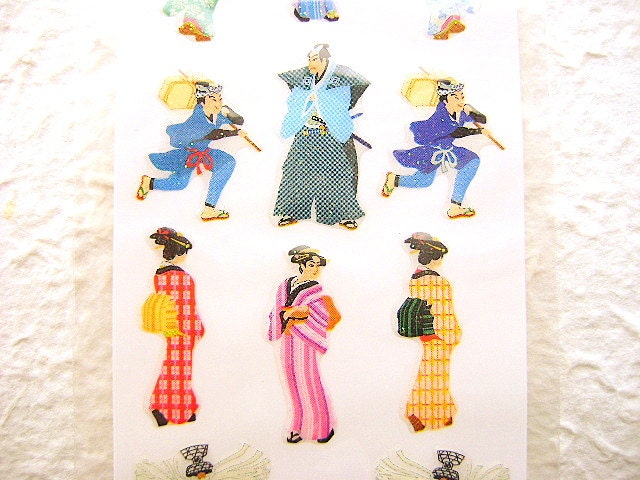 Japanese Stickers Geisha And Samurai  (S6)