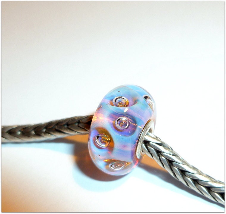 Luccicare Lampwork Bead - Rainbow Bubbles -  Lined with Sterling Silver