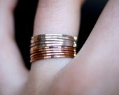 Pink Gold and Sterling Silver set of 10 Ultra Thin Stacking rings