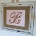 Baby Nursery Button Letter Monogram on Silk -- Taupe Tan Buttons on Light Pink Silk -- Ready-to-Frame (frame not included)