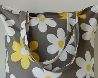 Tote Purse Chartreuse White and Gray