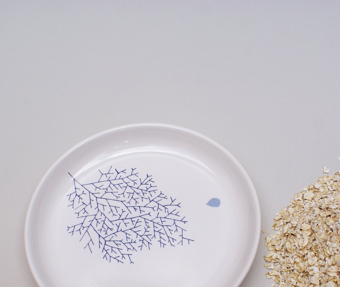 Ceramic plate - coral - sea level