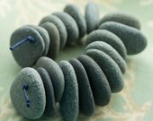 Alaska River Stone Beads, 18 pcs hand drilled, Sewing notions, Jewelry making beads