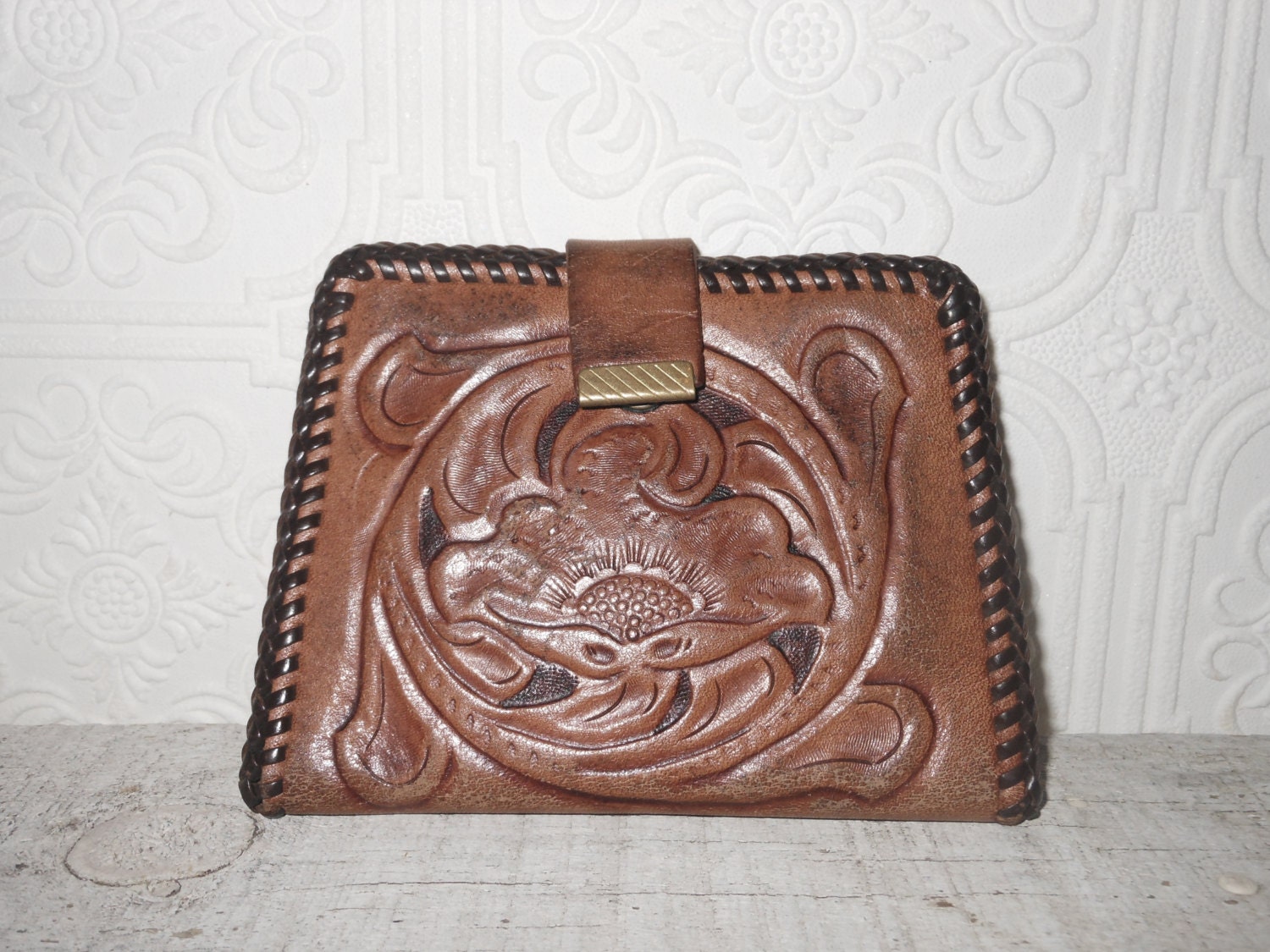 Antique  Art Nouveau wallet  leather