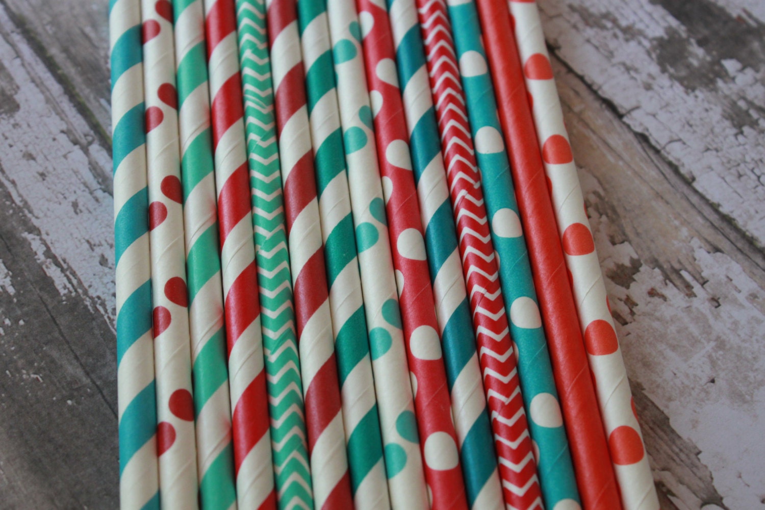 Dr Suess Party Straws -- Set of 20 -- Christmas, Winter, Circus, Cat in the Hat -- aqua, turquoise, caribbean, red, brick red Il_170x135