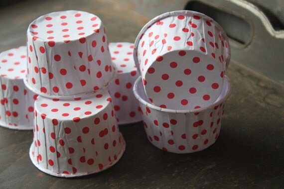 Red Dots Paper Candy Cup - Dessert Cups - Ice cream cups - Nut Cups - Portion Cups -- Set of 12 Il_570xn