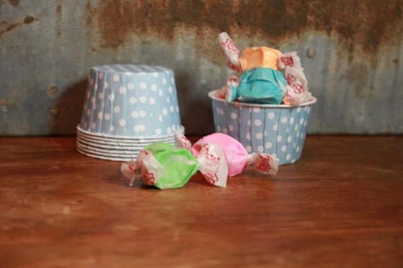 12 Light Blue and White Dots Baking Cups -- Paper Nut Cups -- Large 3.5oz Il_570xn