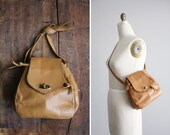 soft leather purse / leather drawstring purse / 1970s purse