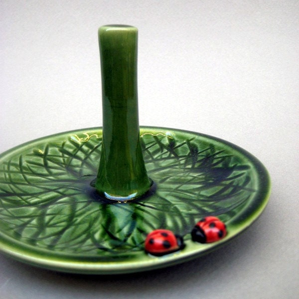Ladybug Love Jewelry Holder - Ring Holder - Handmade pottery