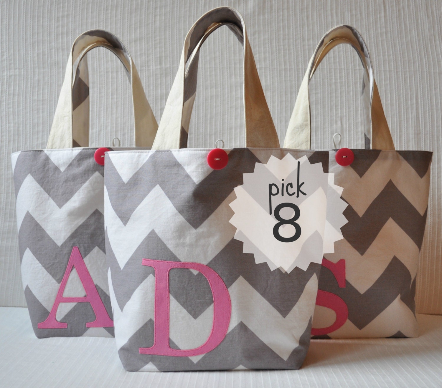 Set of 8 Monogrammed Project Bags - Sale - Save 15%