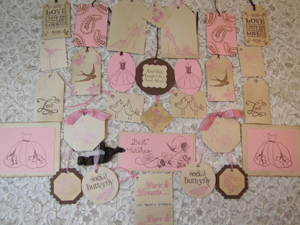 30 Pink Wedding Gift Tag Collection Shabby Chic Romantic