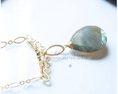 Green and Blue Flashy Labradorite Gold Filled Necklace - One Of A Kind -