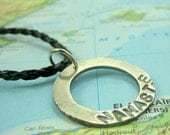 Precious Silver Namaste Pendant on Braided Black Cord