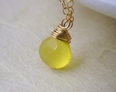 Limoncello Necklace -  yellow chalcedony gemstone and 14k gold fill jewellery