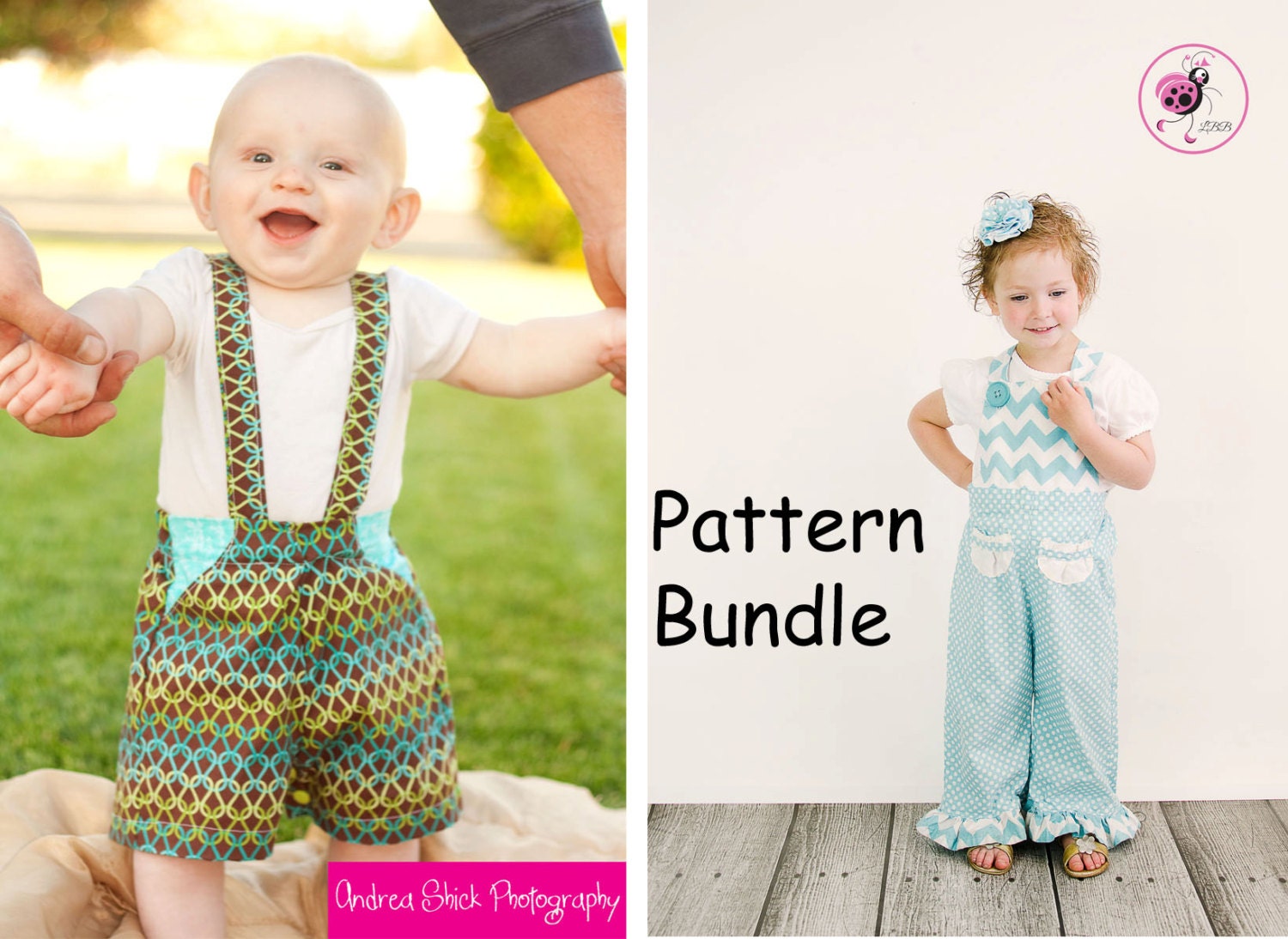 Pattern Bundle MaliAlls and Dapper Dudes and Dolls Suspender Shorts PDF Sewing Patterns.