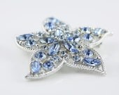 Vintage Brooch, Clip On Earrings, Pastel Blue