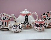Paris Themed Personalized Little Girl's Tea Set. . . Ooh La La. . .Personalized Tea Set and 4 Matching Tea Cups Il_170x135