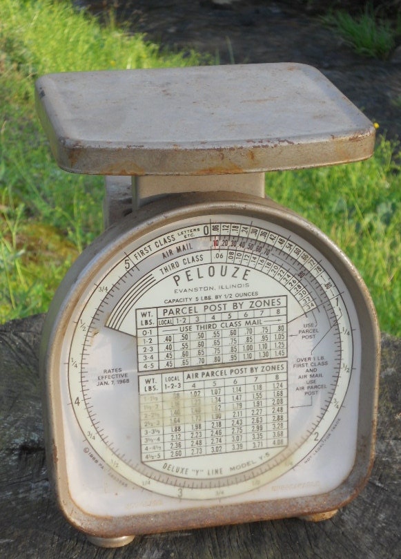 Vintage Postal Scale Pelouze Country Farmhouse Kitchen Office French Shabby Chic Rustic Decor Metal Primitive Photography Prop