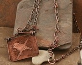 Original artwork etched copper chickadee pendant ...  hand drawn ... Forest Friend by simply cindy