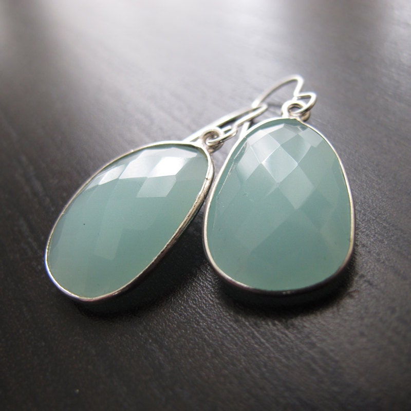 RESERVED FOR OHSU Organic Chalcedony Seafoam Drop Earrings