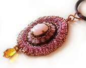 Victorian Pink Alabaster Swarovski Pendant
