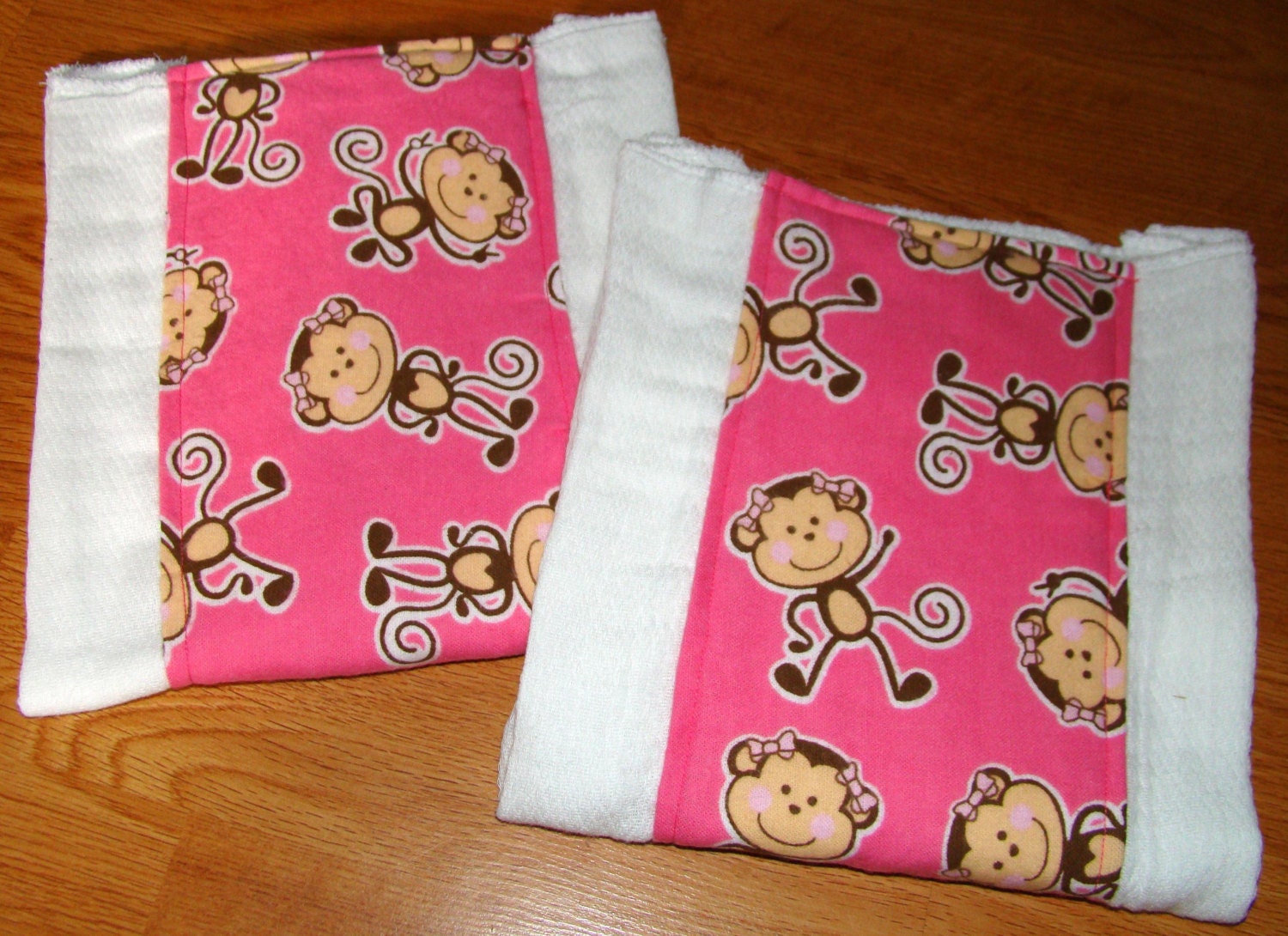 Sweet Monkey Burp Cloth/Diaper Set of 2